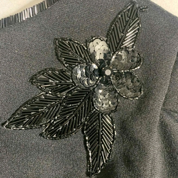 ​Vtg 80s JSJ John Roberts Black Beaded Peplum Dress - Picture 3 of 7